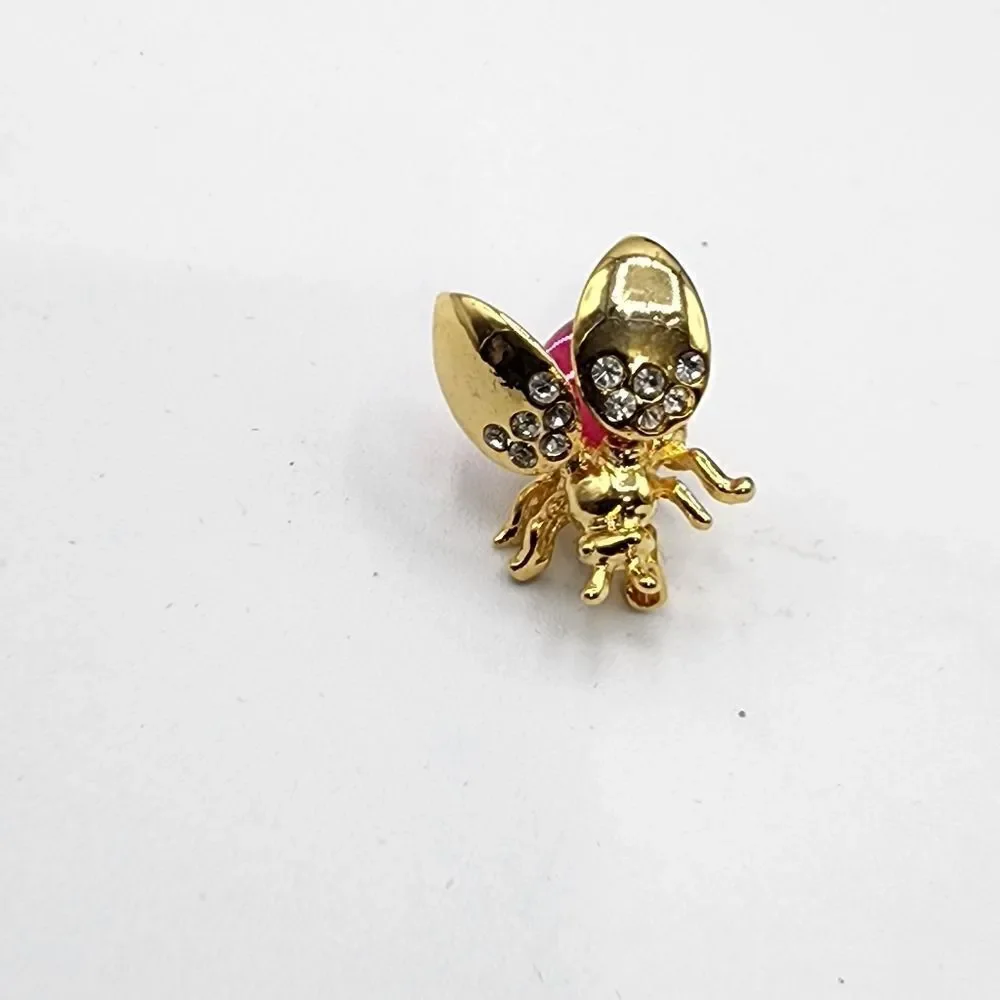 Beetle gold & pink brooch